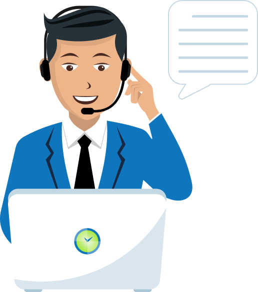 Customer service representative wearing a headset and smiling while working on a laptop, symbolizing attentive and friendly customer support.